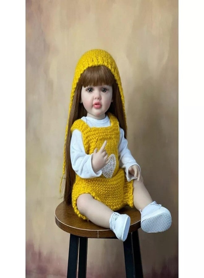 Ramokdu 22 Inch Reborn Baby Dolls Silicone Full Body Adorable Long Hair Toddler Princess Girls That Look Real Baby Doll 55cm Realistic Newborn Baby Doll for 3+ Year Old Girls - Multicolor - Image 2